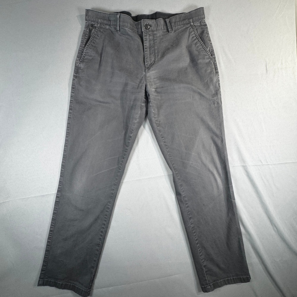 English Laundry Men 36x32 Gray 5-Pocket Stretch Pants Straight Chino Casual